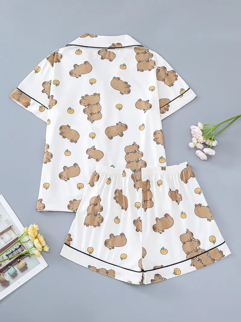 Women's Wearable 2pcs Pajama Set, Beautiful and Fashionable Holiday Party Pajamas,