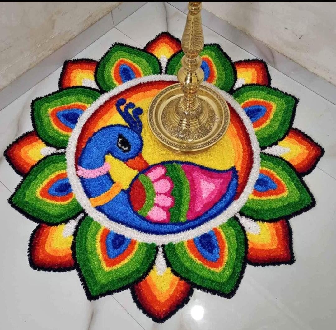 Mat for Diwali, Non-Slip Deepawali & Home Decor Item Mandir, Pooja, Dhanteras, Festival Decoration Items for Entrance & Floor