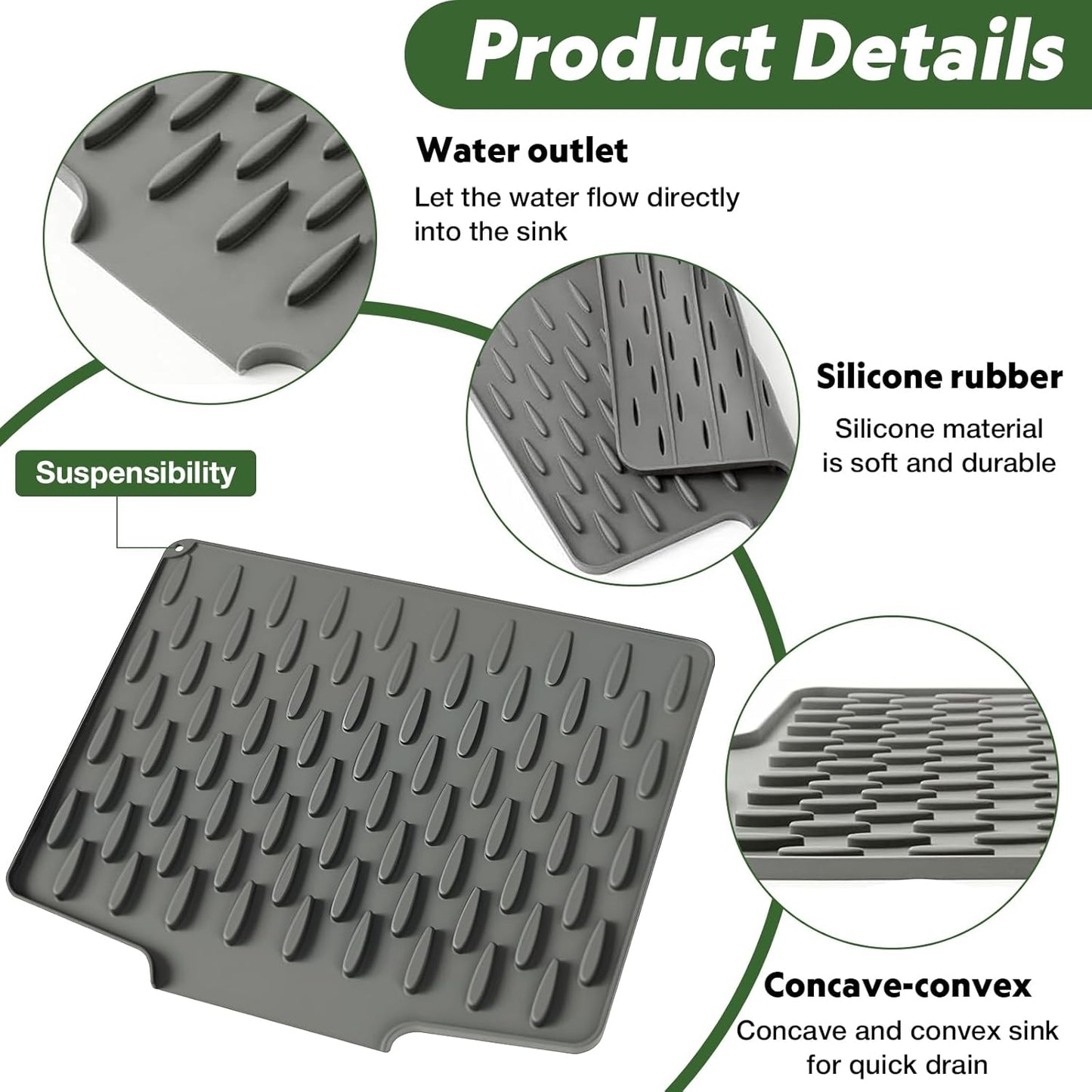 No-Spill Lightweight & Washable Quick-Drying Mats